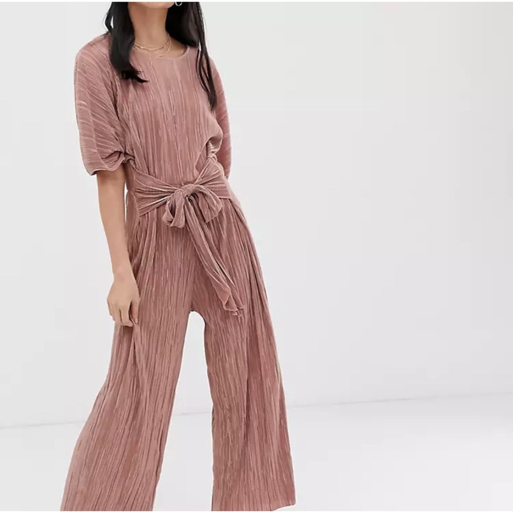 ASOS plisse tie front culotte jumpsuit